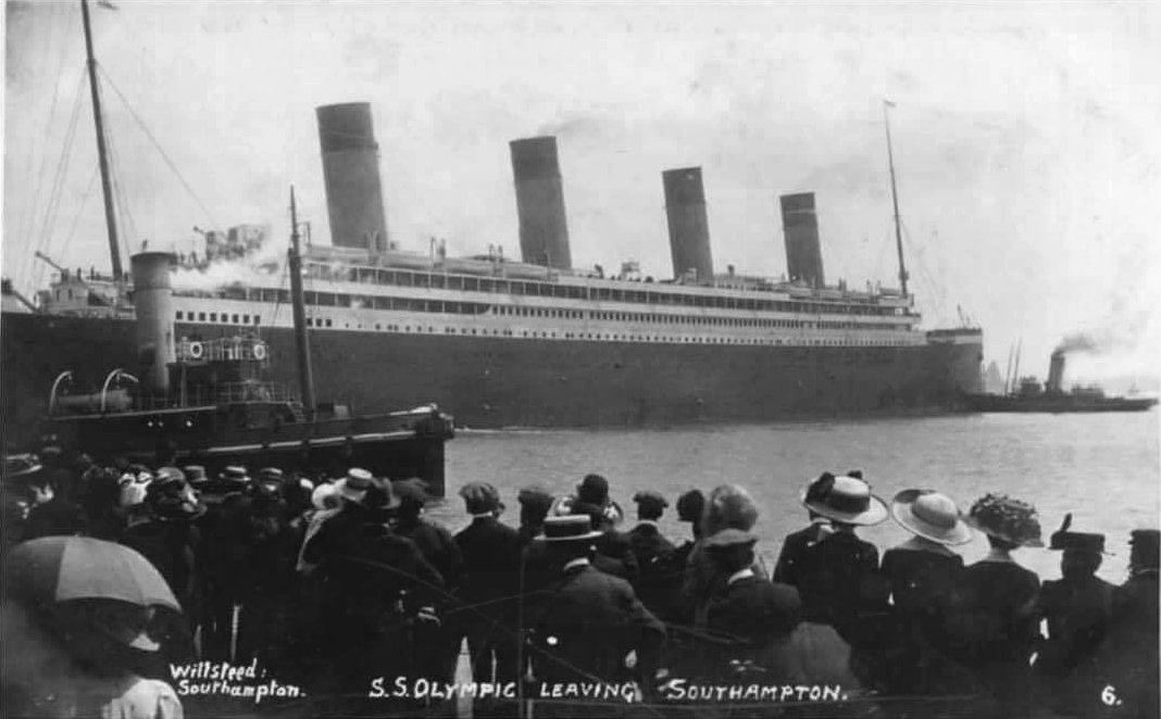 MeriaRmsTitanic's tweet photo. 14th June 1911, at noon, Olympic (#Titanic's sister) leaves Berth 44 in #Southampton for her Maiden Voyage to New York. In a few hours, she will call at #Cherbourg  and the next day at Queenstown (#Cobh) https://t.co/HHQPk7nRjX