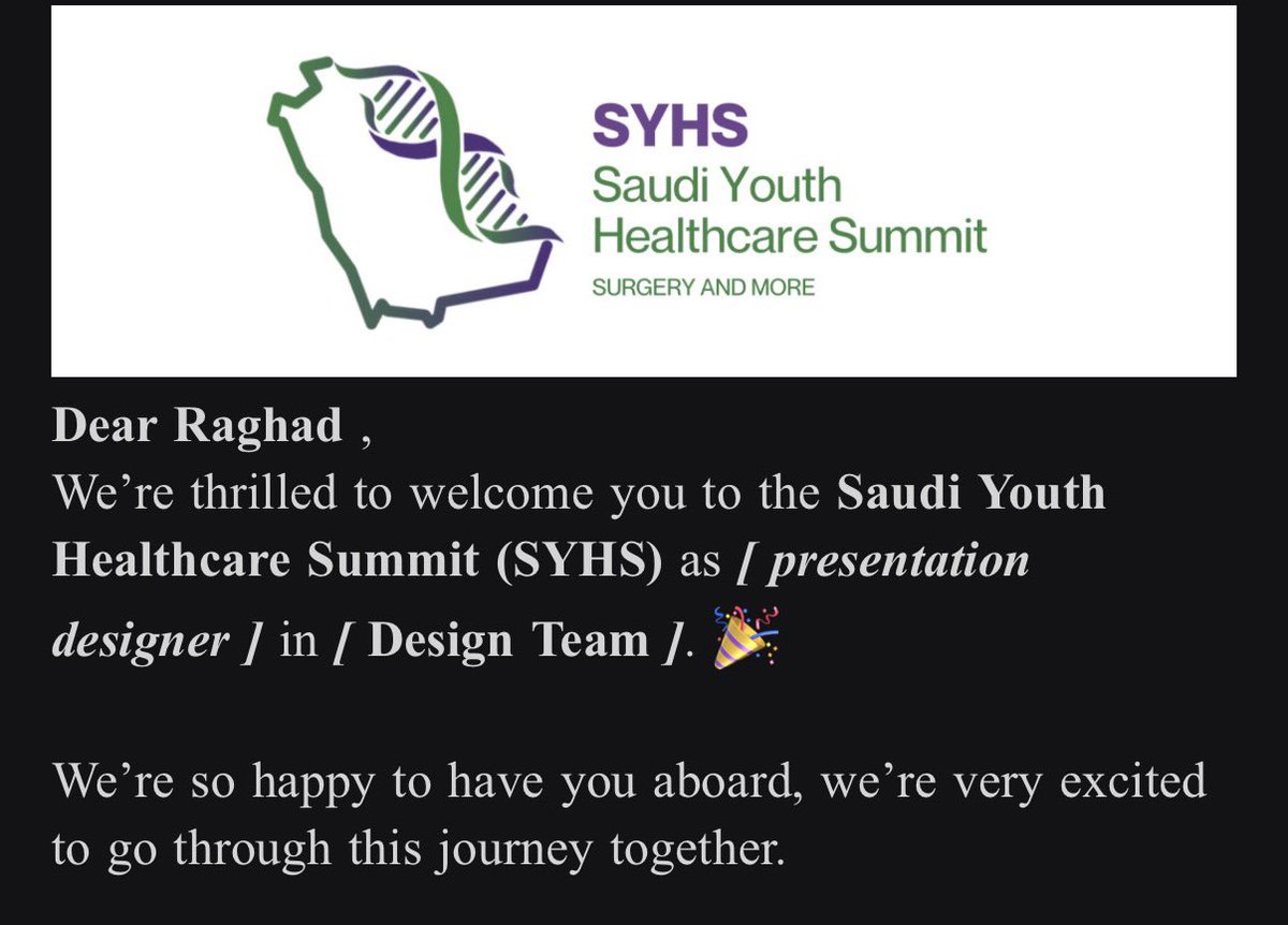 ri11il's tweet photo. بداية جديدة ومليئة بالحماس ✨

أعتز بانضمامي إلى فريق التصميم في SYHS كمصممة عروض تقديمية (Presentation Designer)

وأتطلع لتقديم أعمال تليق بهذا الحدث المميز والعمل مع فريق ملهم ومبدع. https://t.co/XlNrMnMsIb