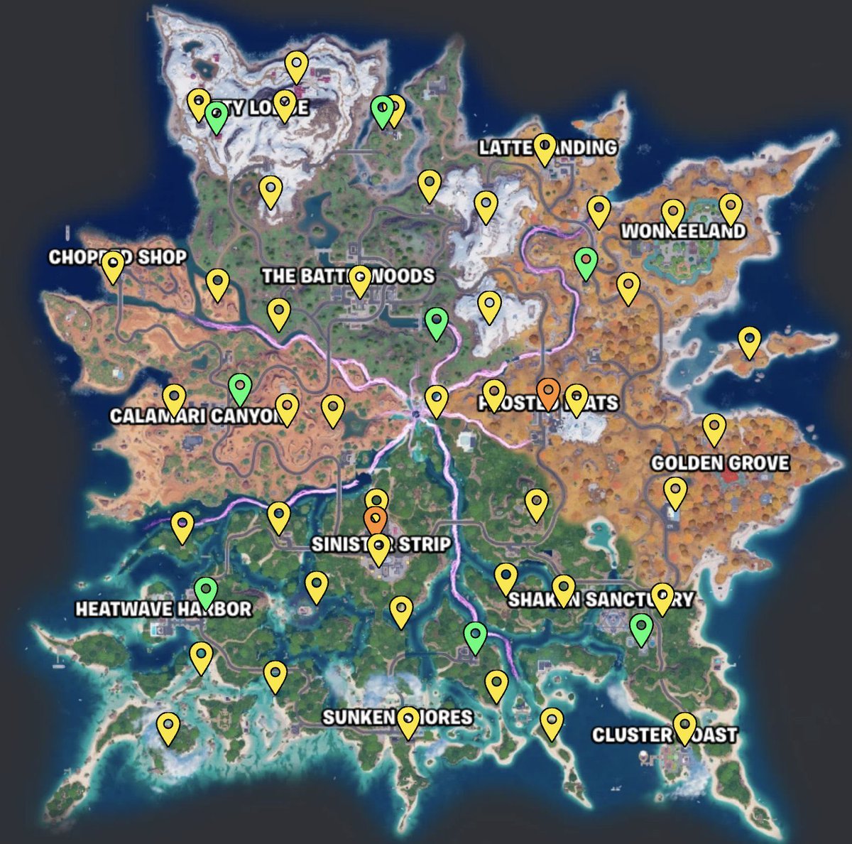 InfoFortniteES's tweet photo. MAPA DE LOS COFRES DE ESPÍRITUS

🟡 Cofre de espíritu
🟠 Tarjeta: 2 cofres de espíritu dentro
🟢 Llave: 1 cofre de espíritu dentro 

@Bandy_Martas https://t.co/iXNDkGgeMs