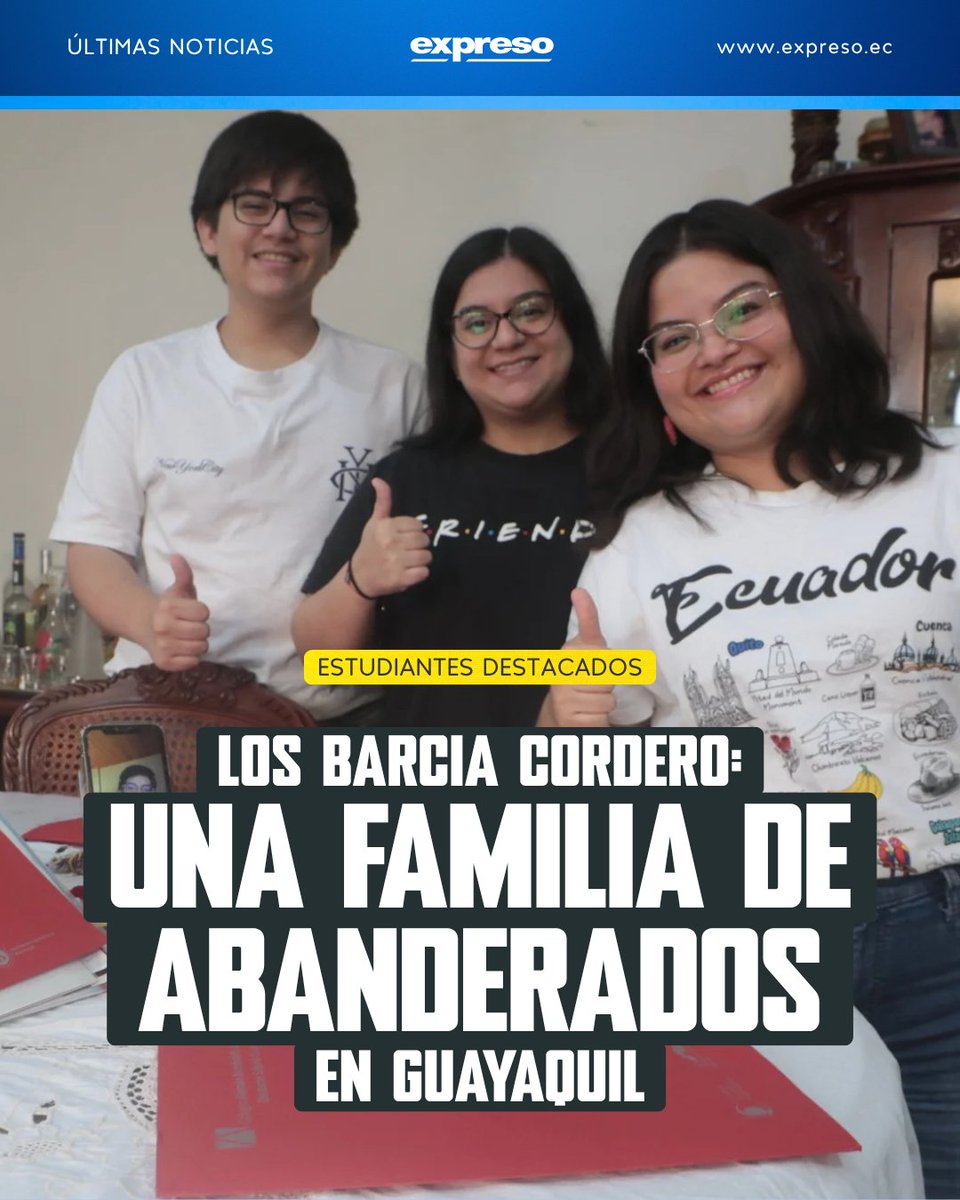Expresoec's tweet photo. Los hermanos Bernardo, María José, Adriana y José Antonio tienen en común haber sido designados como abanderados en el mismo colegio. Su madre señala que, desde pequeños, aplicaba métodos pedagógicos para enseñarles a leer.

Lee más 👇
https://t.co/innSEN6FHW https://t.co/RTfFFWOMRW