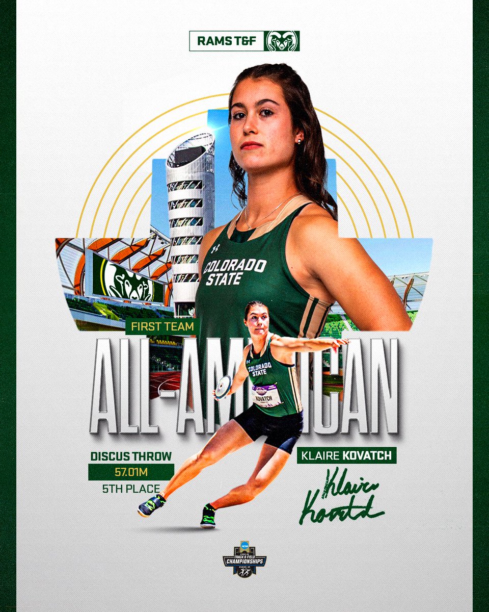 CSUTrackFieldXC's tweet photo. 𝐅𝐢𝐫𝐬𝐭-𝐓𝐞𝐚𝐦𝐞𝐫

Klaire's final throw gets her into fifth place, ending her career as an NCAA first-team All American 🐏

#Relentless x #CSURams https://t.co/CnBmCk85rc