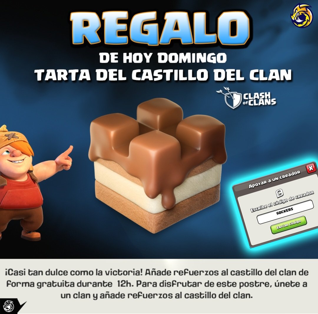 Sockers_'s tweet photo. Regalo 🎁
https://t.co/EnMPXDhdmd
✅ CÓDIGO SOCKERS
#CLASHOFCLANS https://t.co/vP8eH3ltaO