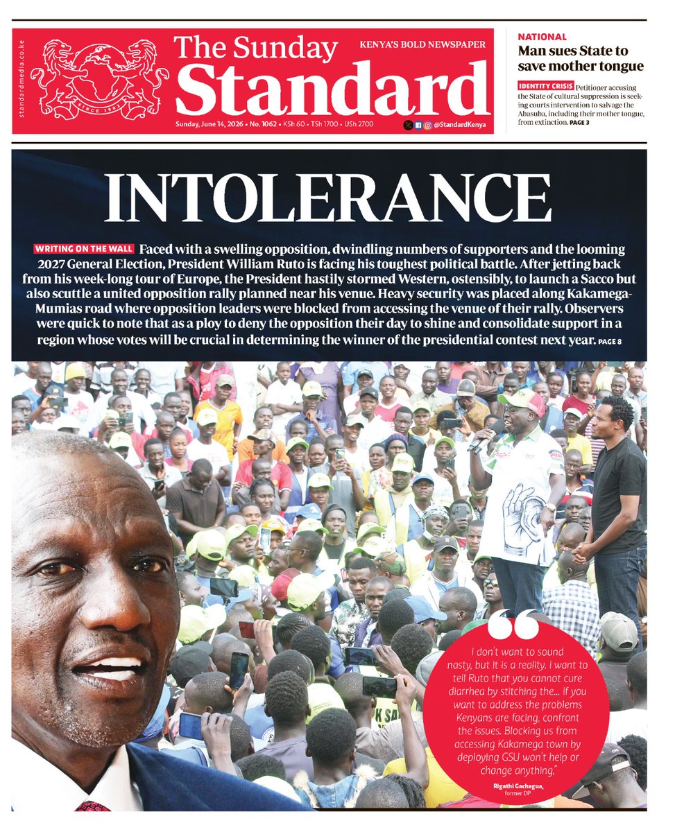 KTNNewsKE's tweet photo. INTOLERANCE

Introducing Platinum, Silver and Emerald memberships tailored just for you! More choice. More value. More ways to power BOLD and factual journalism. Stay informed with The Standard E-Paper and INSiDER delivered straight to your device anywhere! Enjoy unlimited access to all publications and Exclusive Premium content for only Sh14,999 a year!
Download the app today: https://t.co/viHwazd6W1

Android - https://t.co/Xv63WVZYa4
iOS - https://t.co/zgnN71lh7T