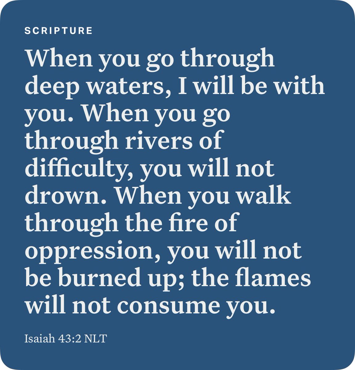 IzykowskiLizz's tweet photo. Isaiah 43:2 NLT https://t.co/6IsdfYvipz https://t.co/aF1H2HZGeO