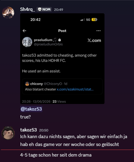 z9a_osu4's tweet photo. Takoz admitted to cheating https://t.co/v70TSbzxNx