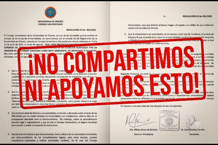 szabalaz's tweet photo. Como estudiante de la UDONE, manifiesto mi firme desacuerdo con la resolución del Consejo Universitario contra la iniciativa de "Ricky Margarita". Esta medida cierra las puertas al diálogo y frena una recuperación que la comunidad estudiantil percibe como legítima. 🧵 https://t.co/EdhZGUxRn0