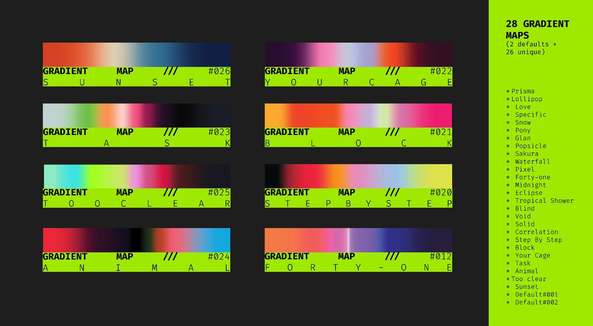 h6718203000's tweet photo. ive made a free set of 28 gradient maps for csp users: id=2278505 https://t.co/zA8nwoPdxC
