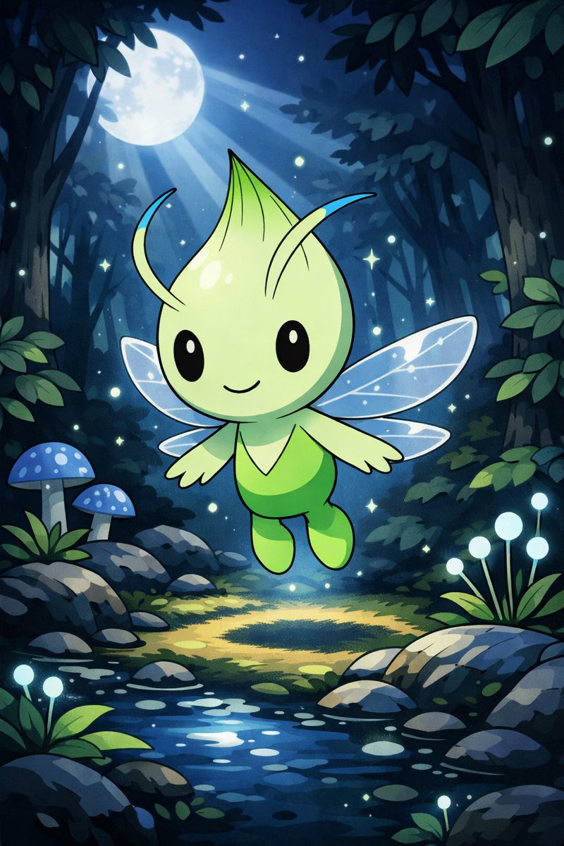 Enerjira's tweet photo. 🌿 Meeting Celebi for the First Time 👽 
I still remember that forest — the silence, the shimmer, the mysterious atmosphere. 🌙

When Celebi appeared, it wasn’t just pixels on a screen. I was totally freaking out 🤩 @Doodlemon151 brings back those emotional moments 

Thx a lot ❤️ https://t.co/1nUM4x3t6p