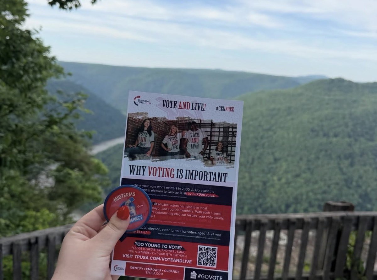 tpusawvutech's tweet photo. Spent the night enjoying one of West Virginia’s greatest treasures while helping people get informed about voter registration and civic participation. Every voice matters, and staying informed is the first step toward making a difference in your community. ♥️🇺🇸 https://t.co/Xr5BfYXxp8