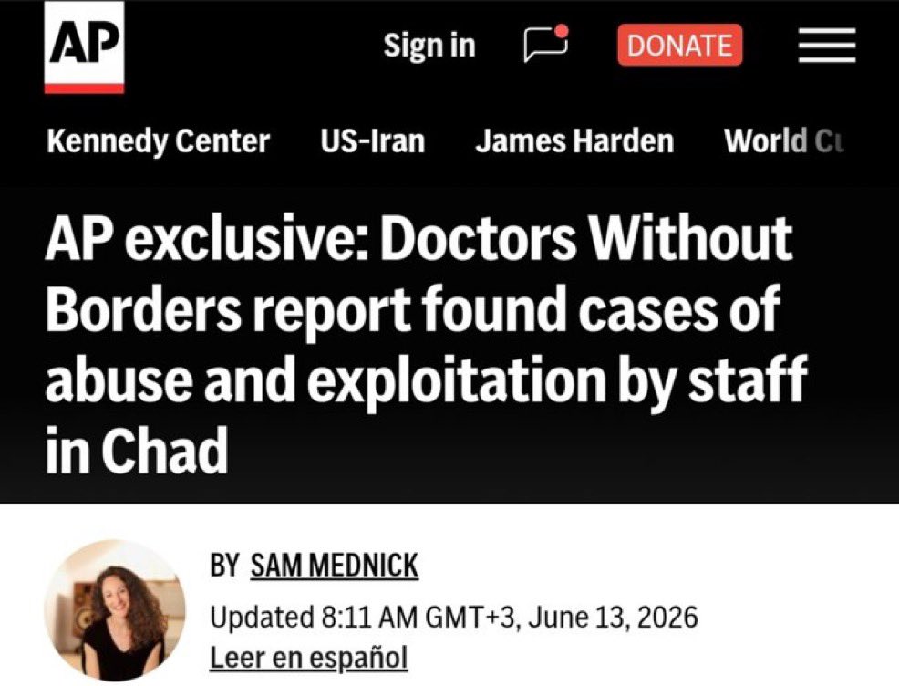 EYakoby's tweet photo. BREAKING: Doctors Without Borders staff have been sexually abusing underage refugees in Chad.

They have also been trading aid for sex, and sexually trafficking people. https://t.co/OSFFPtiydo