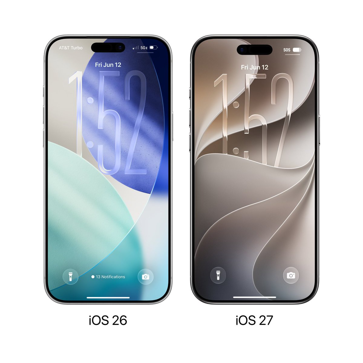 harmansainirul1's tweet photo. iOS 27 vs iOS 26 - Lock Screen https://t.co/0hF4k9P7nj