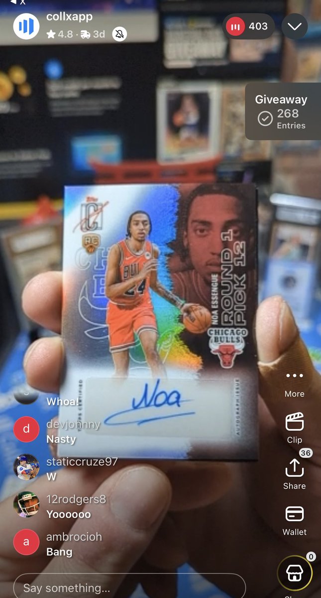 davidhilgart's tweet photo. Congrats BudFoster winning this sweet Bulls RC on @CollX_App free givvy on @Whatnot https://t.co/Vecok0ncVx
