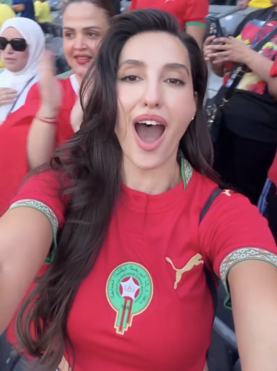 Imran_185's tweet photo. Nora Fatehi celebrates Morocco opening goal against Brazil.

🇧🇷🇲🇦 https://t.co/bnGshSkVWJ