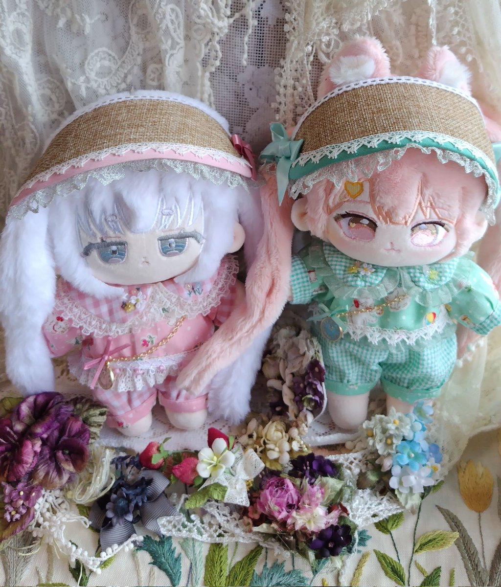 ネコ🐱と犬🐶プリント生地パンツセット20cm。 ブルー🩵とピンク