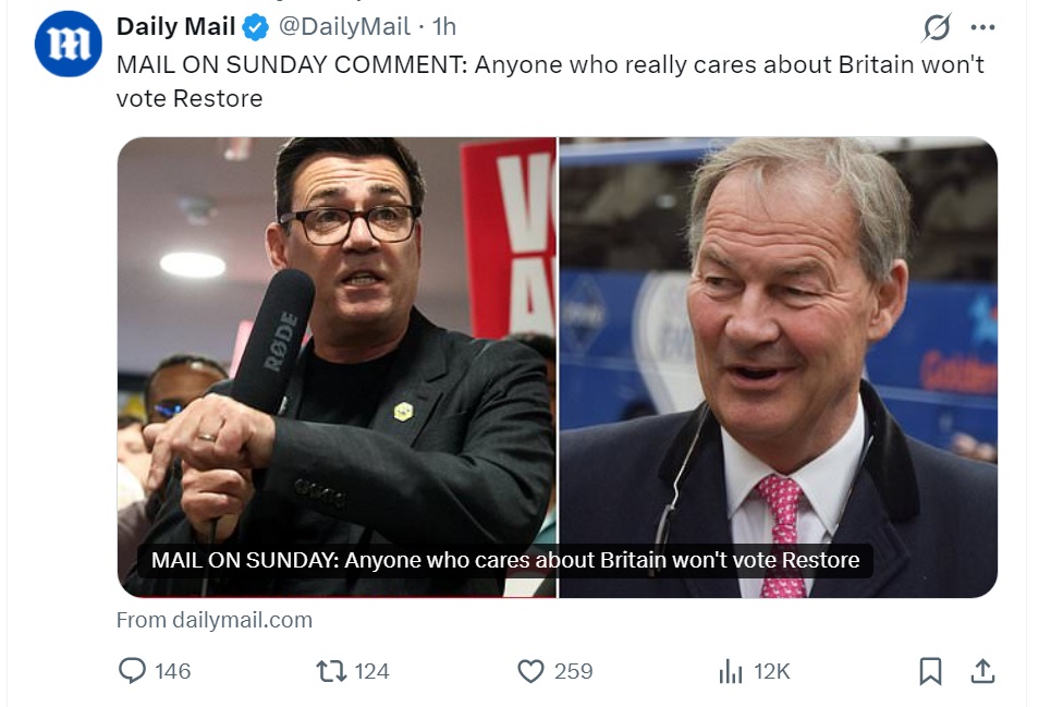 LadyRebecca_1's tweet photo. 👀 LOOK 👀

The establishment are desperately trying to STOP people from voting Restore 🤯

People NEED to see through this propaganda 🙏

The desperation clearly shows Restore are too close for comfort.

Please read between the lines &amp; VOTE Restore Britain 🇬🇧 https://t.co/tvXXXre96W