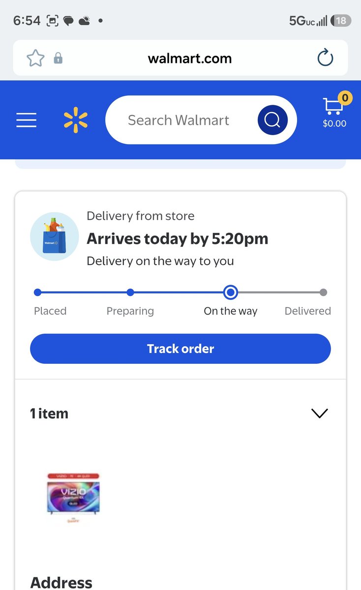 g2b_real's tweet photo. @Walmart  I'm infuriated,  I ordered a TV, at 12:45, and email came at 4:56pm sayin the delivery will occur by 5:20pm today, it's nearly 2hrs later, and no update,  I called customer care, they said the driver left the store and it will be here by 7, and stil nothing. #walmart https://t.co/NGN4UZ0YlK