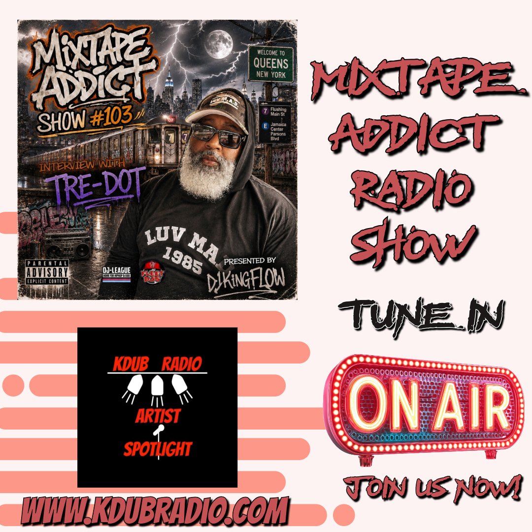 KDUBRadio1's tweet photo. Join us now for the Mixtape Addict Radio Show on KDUB Radio's Artist Spotlight.

https://t.co/39RYKqeCjj

@mixtapeaddictpr @djkingflow @bdub1199 https://t.co/fN1iTdbKkd