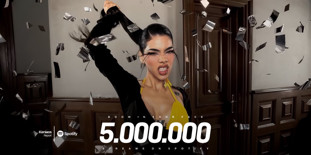 KeniaOsReport's tweet photo. “Boom In Your Face” de @KeniaOs ha superado los 5 MILLONES de streams en Spotify, es la canción #10 de “K de Karma” en lograrlo. https://t.co/ohp08HmLhW