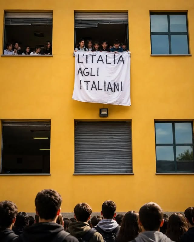 MarcelloCresce2's tweet photo. l 6 in condotta dato agli studenti di Cesena per lo striscione "L’Italia agli italiani" non è accettabile. In una democrazia, i ragazzi hanno il diritto di esprimere le proprie idee politiche, anche se sono controverse o non piacciono a tutti. Vergogna. https://t.co/XcZ6e04btZ