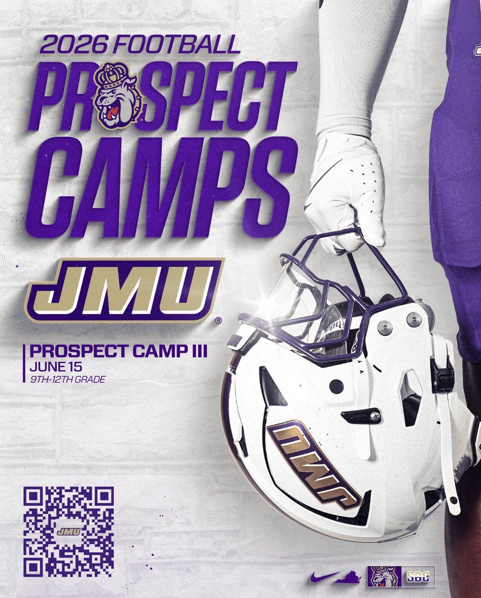 DanteKBain's tweet photo. I will be attending the JMU Football Prospect Camp this Monday. Looking forward to competing! @JMUFootball #ClassOf2028 #WR #ATH #CHARGEDup @TillyFootball https://t.co/2dfL2YzBFo