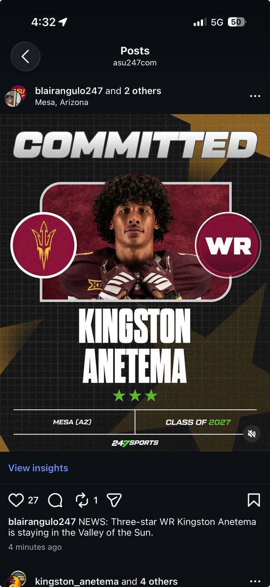 ChrisKarpman's tweet photo. Evaluation: What is ASU getting in Mesa HS 2027 two-way prospect Kingston Anetema, a highly productive, skilled and versatile addition? 

https://t.co/PprGpCiJR7 https://t.co/ldcptVlP0F