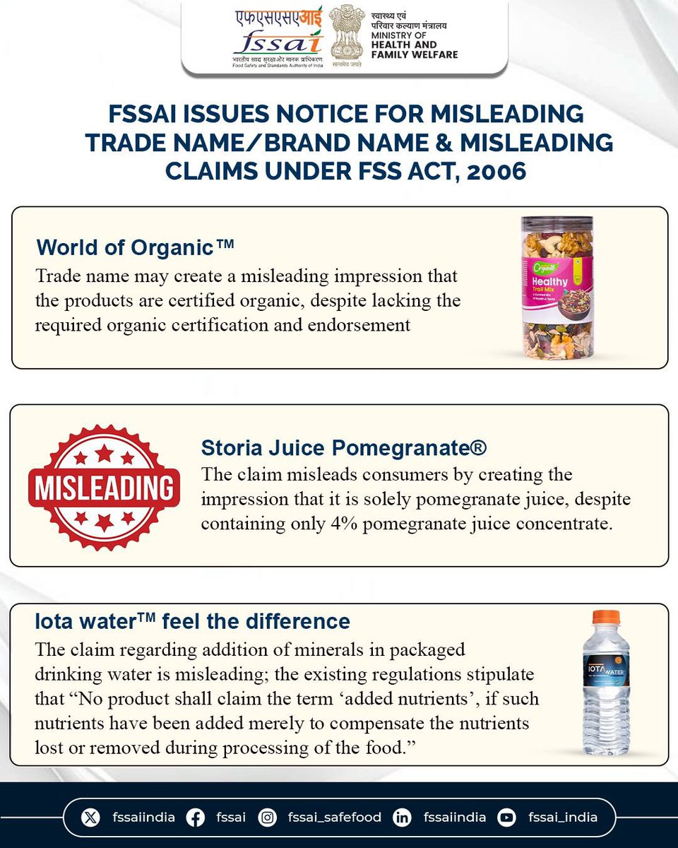 fssaiindia's tweet photo. …FBOs are directed to strictly comply with the established labelling and display regulations to prevent consumer deception. #FSSAIAction #FSSAINotice (2)2 https://t.co/Pe1zo58SB4