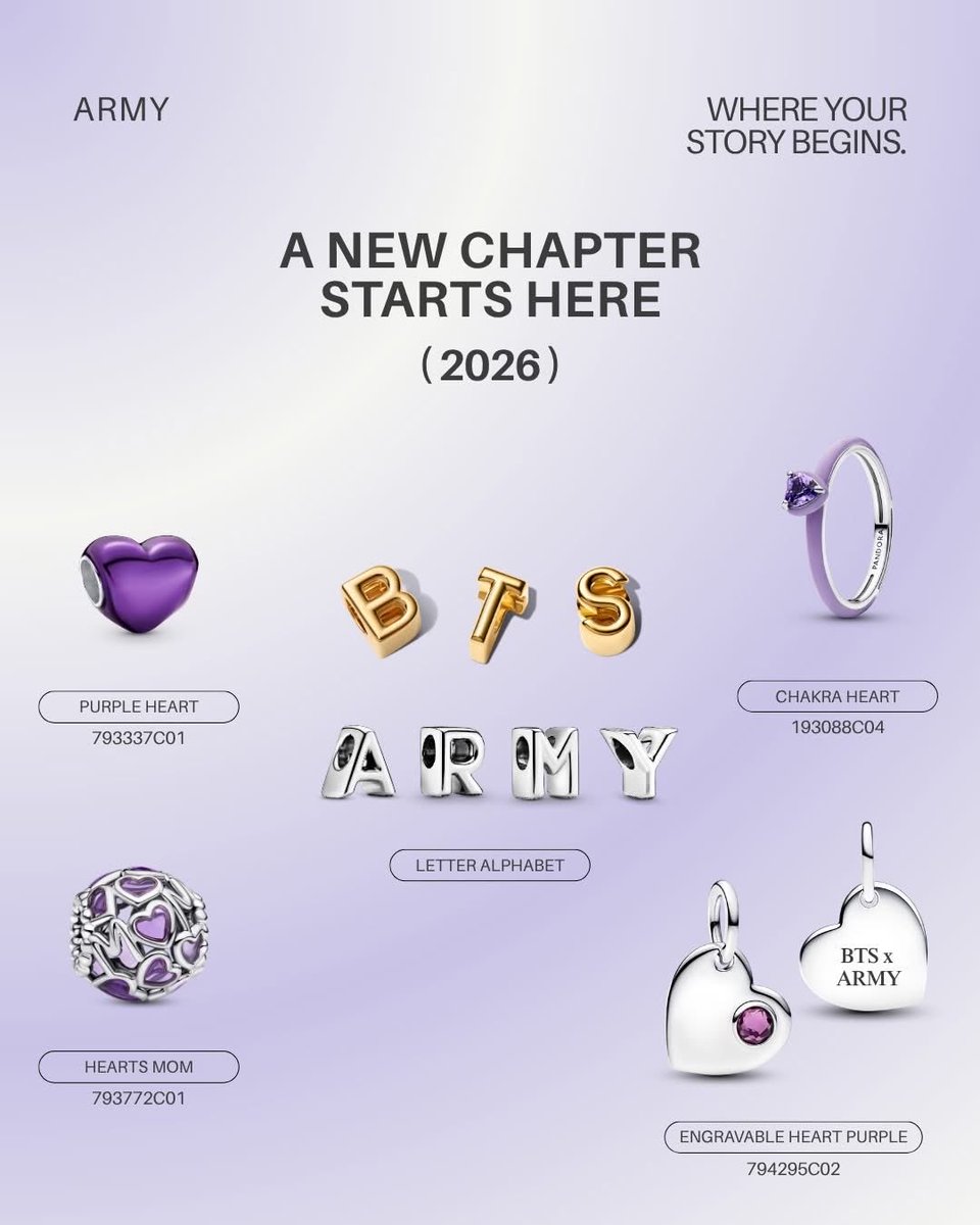 SunSh23's tweet photo. Super smart @PANDORA_NA 
FB:  ARMYs, we got you 💜 

The concert may still be next year, but we’re already here for it. Inspired by BTS and the music that stays with you through every moment, create a charm bracelet that tells your own story. 
#bts https://t.co/E46pDWZagw
