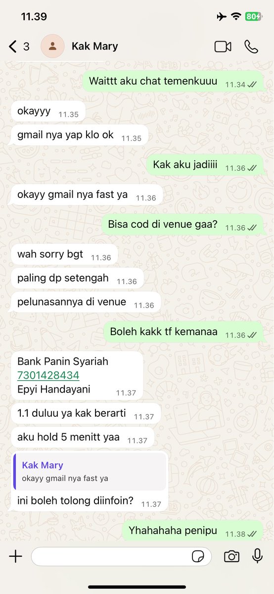 bluevantae_kim's tweet photo. Yuhuuu penipuuu🥰🥰dah diblokir ajanichh @Rhytihms 

#tiketkonser #scam https://t.co/CBS3a8ZzxZ