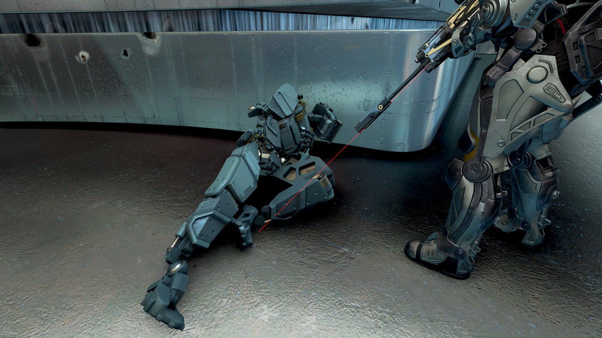 ebiwo's tweet photo. ネイサンの船で、デルタの反逆…

ではなくて、なぜか１体付いてきちゃったロボット
先輩がガチギレで倒してしまわれた…
追い込んだ時にモデルＧが体当たりしたら銃を落としてたんだけど、モデルＧって特殊効果持ちなのかな https://t.co/McGYpAvfe4
