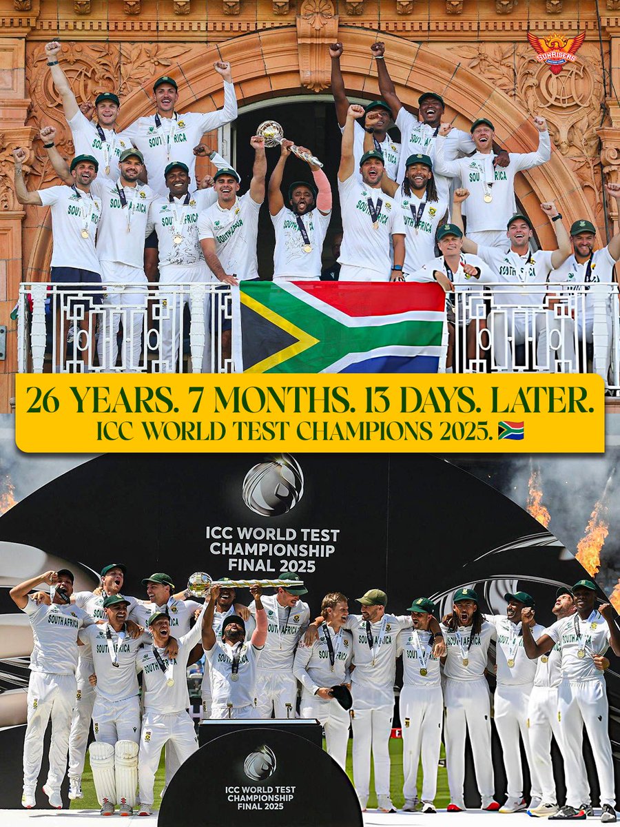 SunrisersEC's tweet photo. A year ago, history changed course. The wait of decades was finally over 🇿🇦🏆 https://t.co/BSjh3iK0O7