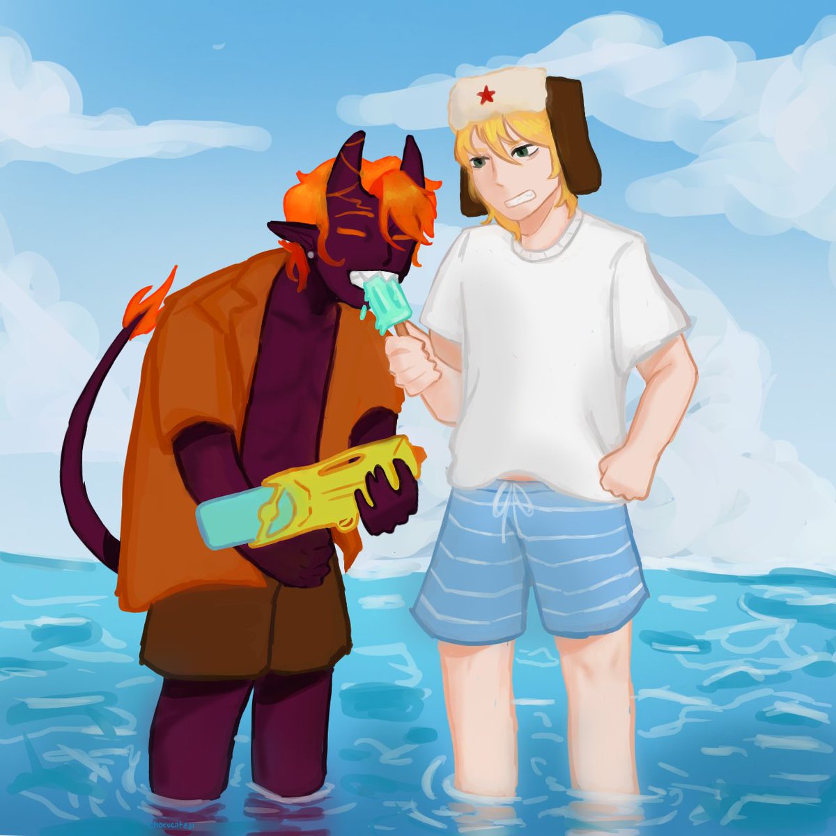 chococat031's tweet photo. Día 6 de la justboi week! 
En la playa 🏖️🌊
#magmaboifanart #JustNovaFanart #JustBoi #JustBoiWeek https://t.co/4GVvDmL6BK