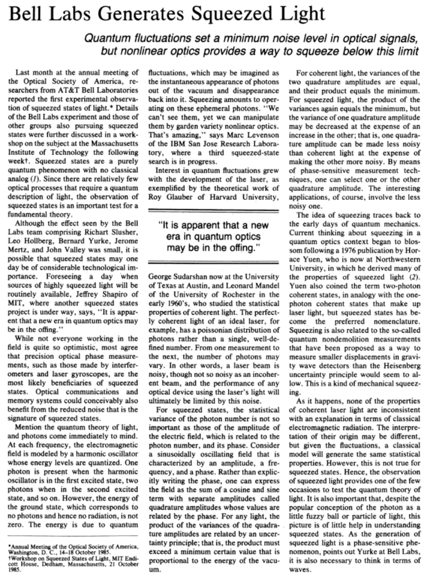 AshtonForbes's tweet photo. Bell Labs Generates Squeezed Light (1985)

"It is also necessary to think in terms of waves."

First experimental proof of negative energy states. https://t.co/9IvutT9tDP