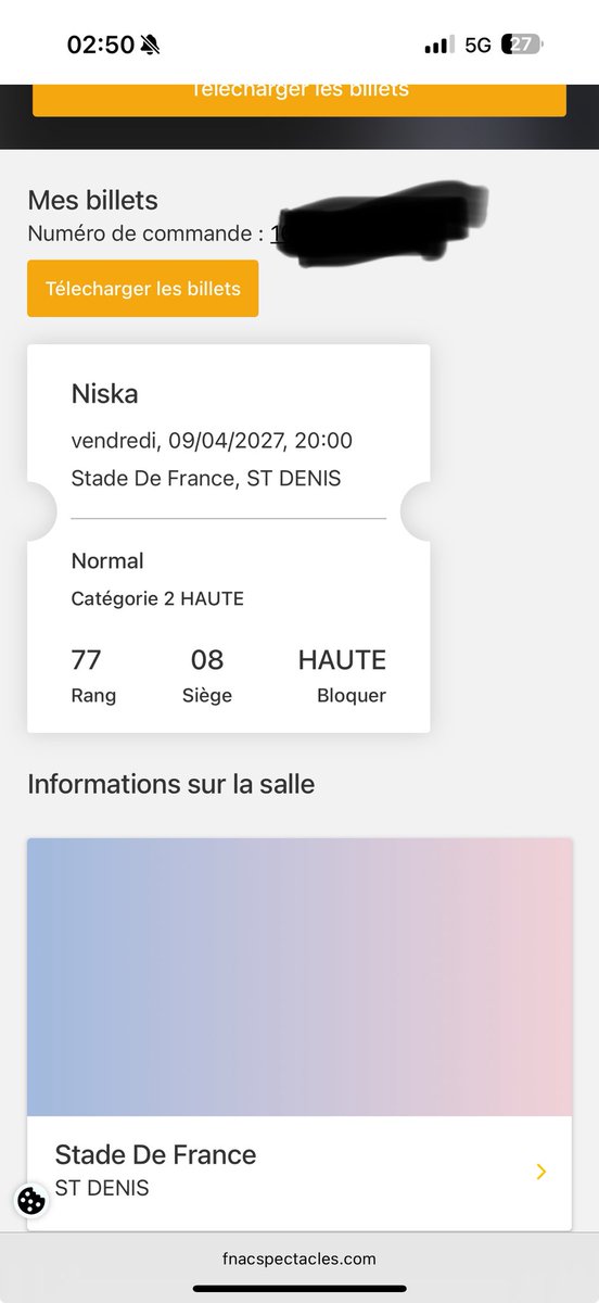 funnyDah's tweet photo. Je revends 2 places pour le concert de niska, j’ai réussi à avoir ma place carré or du coup je revends au prix d’achat, je ne veux pas faire de bénéfices je veux juste ne pas garder des places en trop pour rien https://t.co/cD3ullShZi