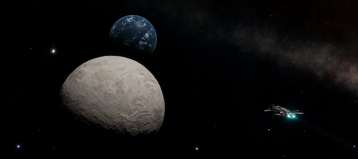 MissionFarsight's tweet photo. Captains Log MFS Day 3,449 - As our Planetary Science Teams remain onboard to confirm the parent Water Worlds habitability they task an Away Team with planting monitoring buoys as we await confirmation. 
#Elitedangerous @EliteDangerous @AnthorNet @DavidBraben @DeepSNetwork @CanonnResearch #SPace @CatalogGalactic