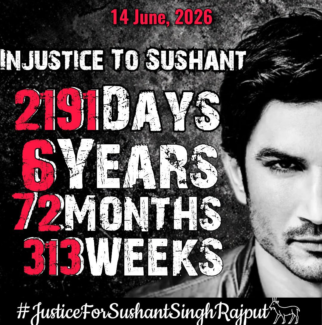 itsShweta211031's tweet photo. 6years Of Injustice To Sushant

@Copsview @rashtrapatibhvn 
72 Months…
One Pain.
One Cry For Truth.
One Unfinished Fight.
#JusticeForSushantSinghRajput 

We still stand firm
No cover-up.
No false closure
No selective blindness.
SSR deserves Dignity, 
TRUTH &amp; Justice🔱
@PMOIndia https://t.co/Lvbr2cbli8