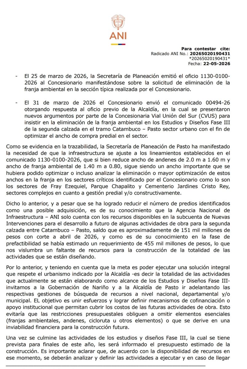 Sebasvillada99's tweet photo. Gobernador su narración está bien pero le falta el pedazo final, en el que, pese a los compromisos de financiar la obra, la ANI deja la consecución de 300 mil millones a merced del municipio y el Departamento

Conclusión: Tenemos estudios y diseños con una fiducia de 151 mil mill https://t.co/oASmwN58AV