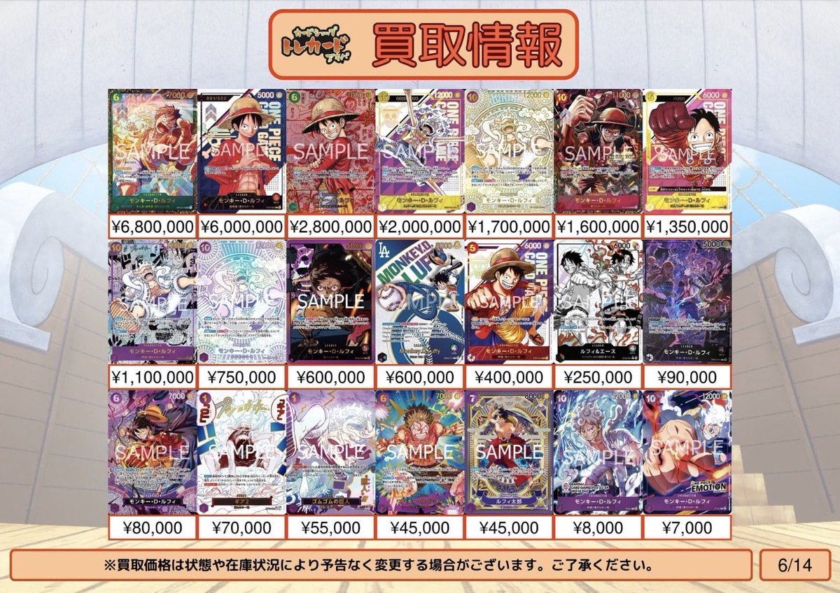 ワンピース買取情報】 モンキー・D・ルフィ レッドスーパーパラレル