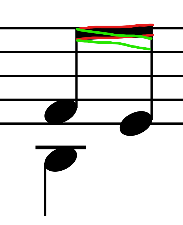 nealshoemaker's tweet photo. Psalm 48A in Trinity Psalter Hymnal. Second system, 7th beat. Why does the beam go upwards (red) when connecting to a note that is lower? It should be going down (green). I wonder if this was a mistaken manual override? What software was used to enter this? https://t.co/KeuU3VvVcJ