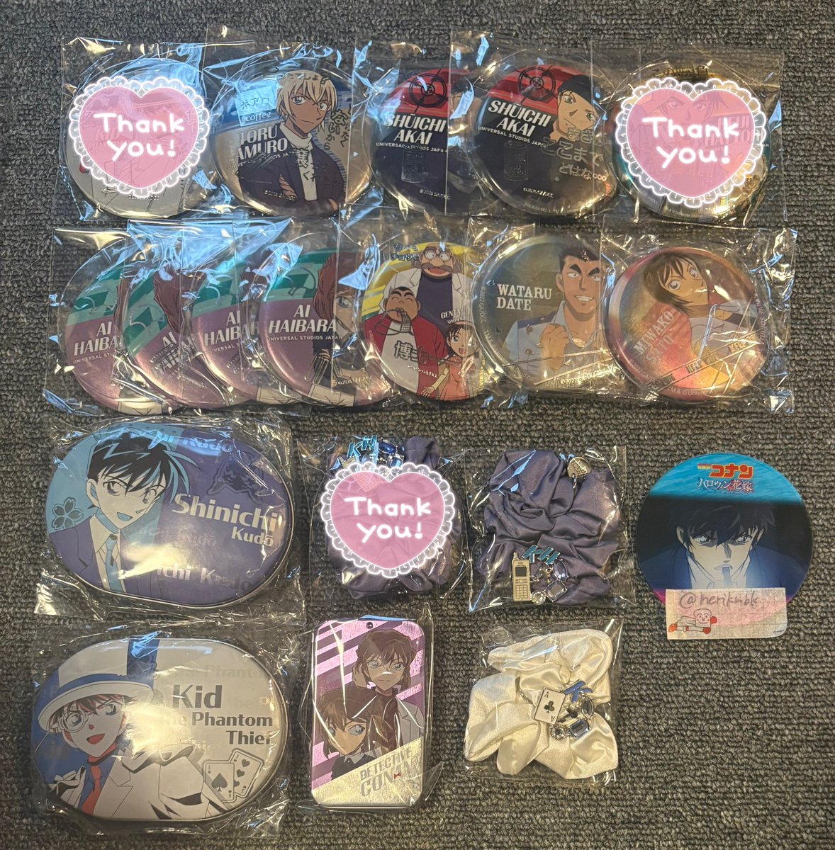 nerikmbk's tweet photo. ユニバ USJ コナン 缶バッジ バッグチャーム ヘアゴム タブレット ミスレス 交換 譲渡

譲▶︎安室 赤井 萩原 研二 新一 キッド
＊灰原 ＊伊達 ＊佐藤 ＊灰原/シェリー ○少年探偵団

求▶︎缶バッジ:松田 研二 千速 
三池・宮本(＊、○との交換)
タブレット:松田/研二
ヘアゴム:松田
↓ https://t.co/P2nWd8o6to