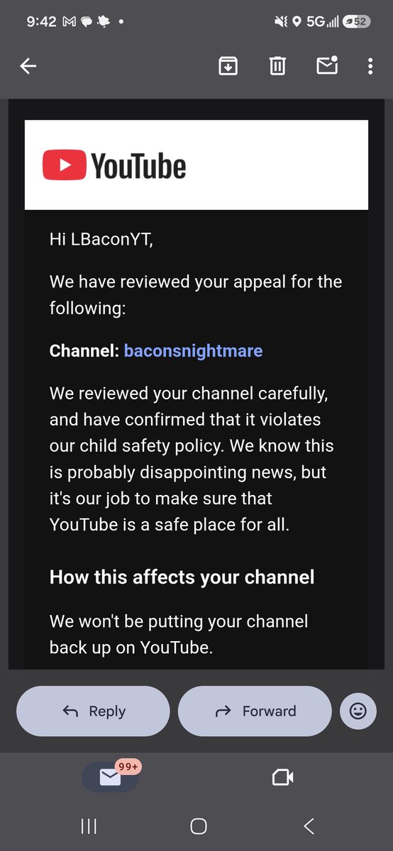 mudsprinkle2015's tweet photo. @TeamYouTube I made a joke that I was four years old (referencing the Howie Mendel "you're the youngest person ever!" meme) using the new chatting feature, and my whole channel gets deleted AND my gmail account gets disabled? What? https://t.co/1hS2z7Csgr