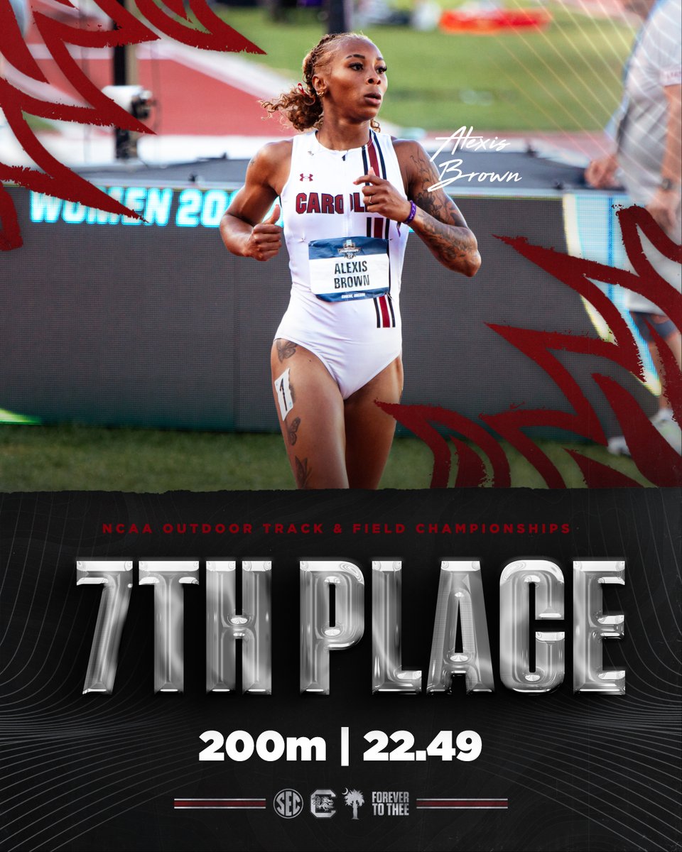 GamecockTrack's tweet photo. Alexis Brown runs 22.49 to finish seventh, concluding her season as a First Team All-American 🤙 https://t.co/XAujwB9FSH