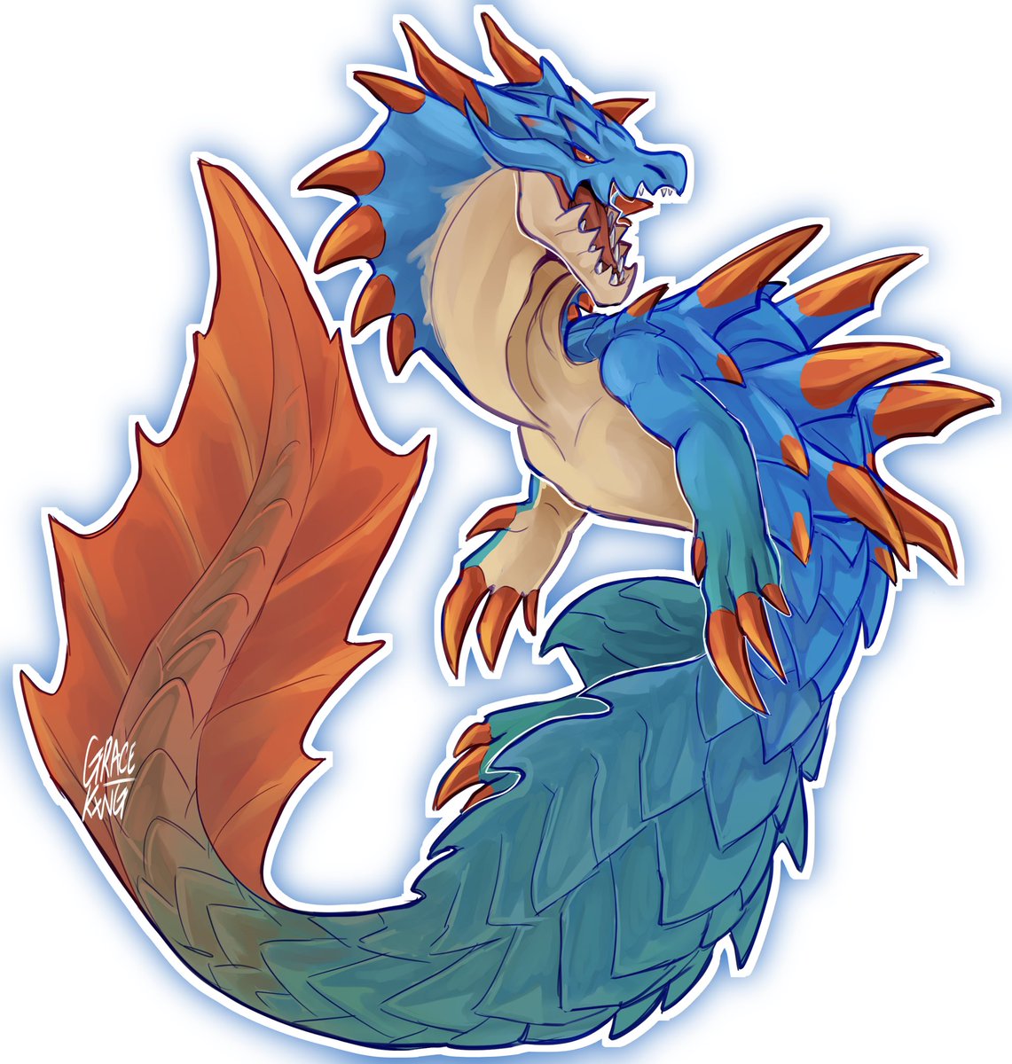 Grace_Kxng's tweet photo. Coloring this was super fun #Lagiacrus #MonsterHunter https://t.co/ASLmksm7J0