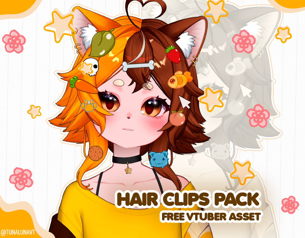 tunalunavt's tweet photo. 🎀HAIR CLIP PACK🎀

Wanna give a gift to your vtuber model? Maybe a hair clip? I've created some hair clips you can use on your model for free! ✨

🔁 Likes and retweets are appreciate!
✅ Feel free to recolour
🚫 No IA training or tracing!
🔗 Download at Ko-Fi (it's freeeeee) https://t.co/LQ68hVZofq