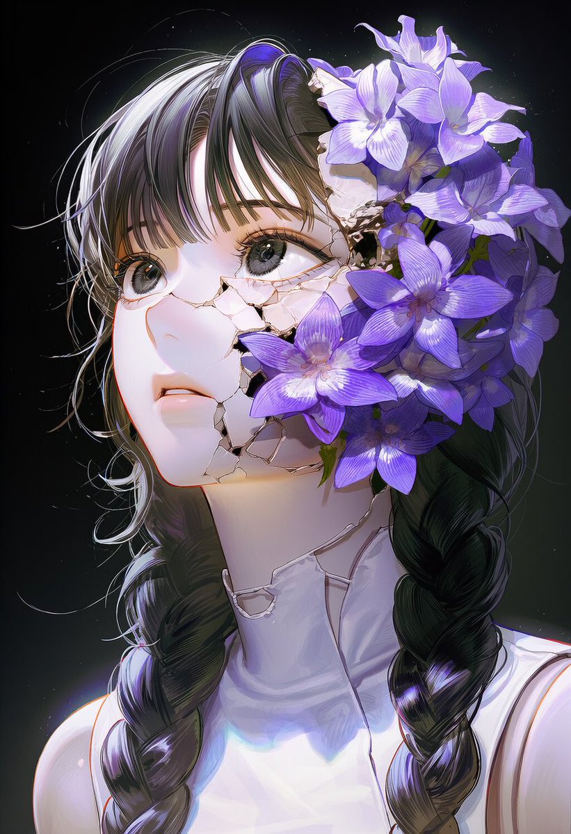 szrfc's tweet photo. [와장창 프롬]
찐빠투성이주의🚨

Base: Black background, simple background, -2::skull face::, masterpiece, best quality, surreal art, 2::porcelain mannequin face, face cracked::, fractured mask, (꽃) flowers blooming from inside the broken face, https://t.co/EQ5kNzzK6B