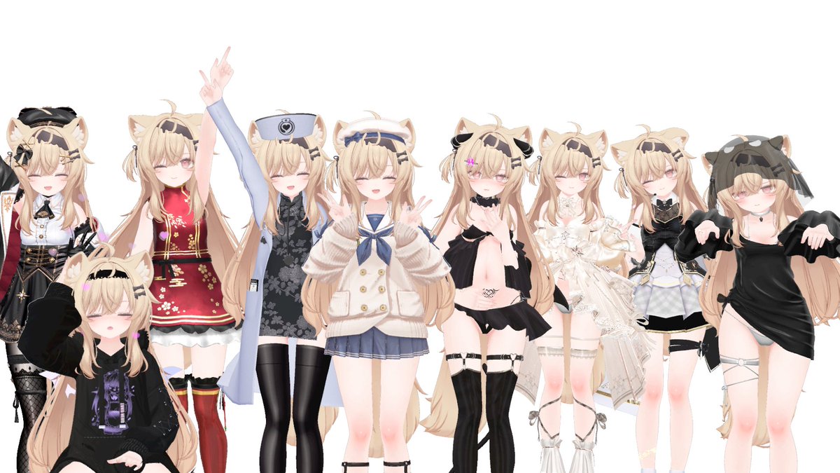 cloa_VRChat's tweet photo. おはよー！！今日は私のハーフアニバーサリー！！いままでを集合写真にしてみたよ～！みんなはどれが好き？ https://t.co/UGnpgITcve
