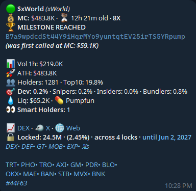 solgoodman's tweet photo. I've been silent about it but that doesn't mean @BasedPings wasn't consistently delivering.

here are all the insane cooks from the last few weeks (SOL + EVM combined):

xWorld (SOL): $59.1K MC -> 8X
Islands (SOL): $52.4K MC -> 32X
sa1t (ETH): $334.8K MC -> 3X
MANLET (SOL): $63.8K MC -> 11X