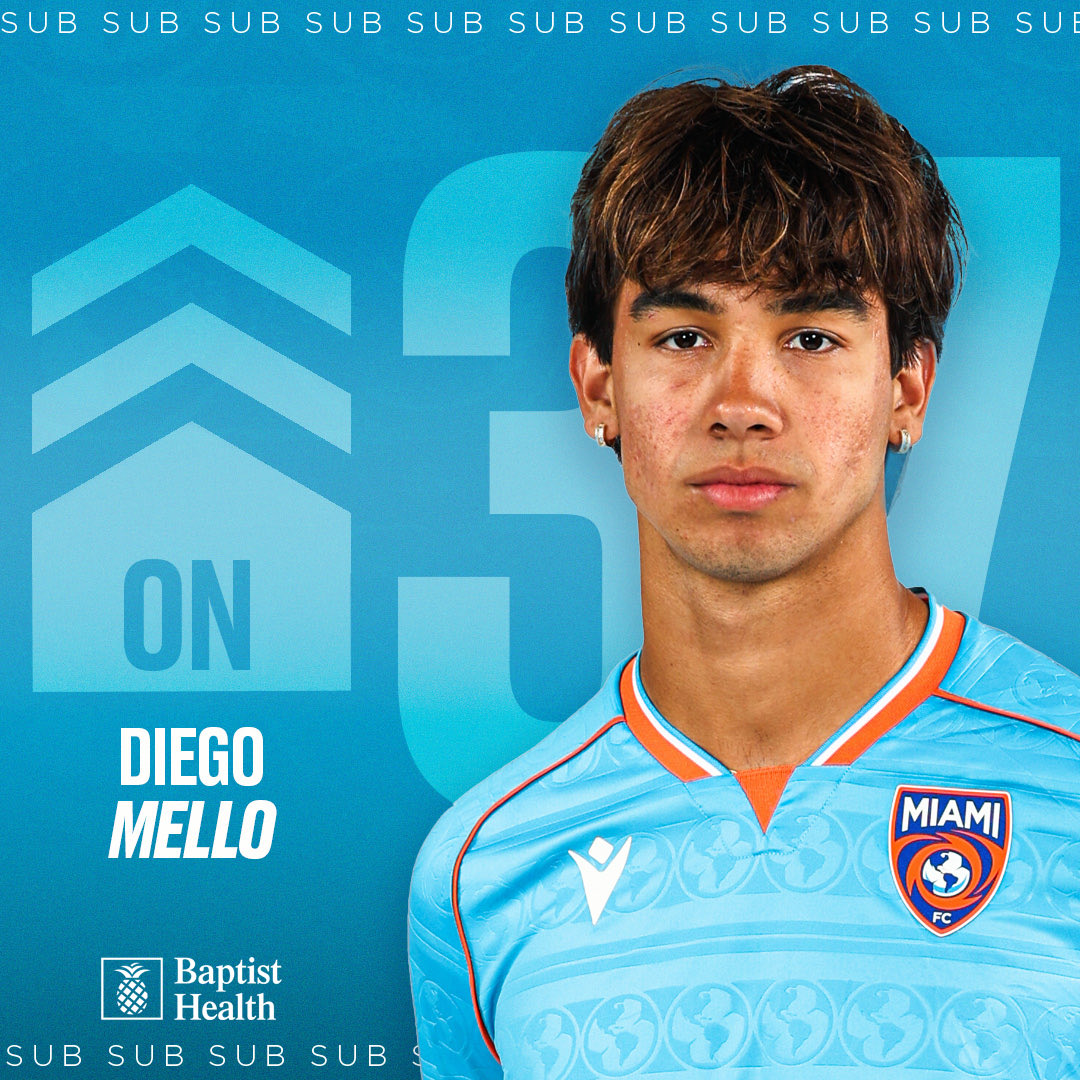 TheMiamiFC's tweet photo. 61’ | 🔄 MFC Mello comes on for Sonora.

Pres. by @BaptistHealthSF

#MIAvsOAK | 0-0 https://t.co/rQ8fbcoXnK