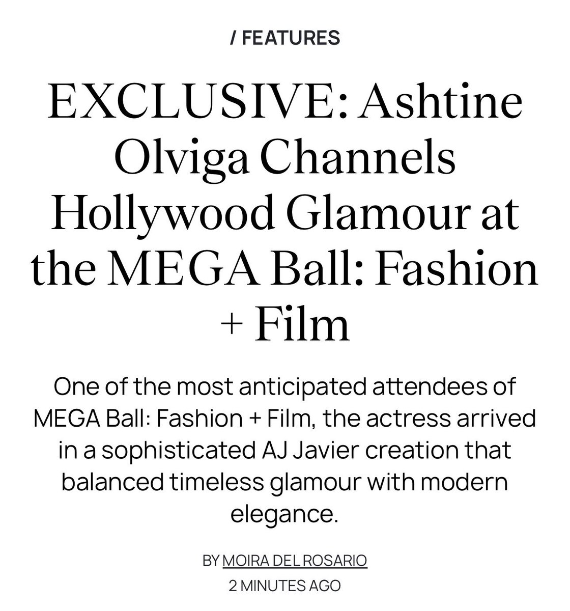 ashlingsofc's tweet photo. From the red carpet to the pages of MEGA, Ashtine Olviga continues to captivate with her timeless elegance and undeniable star power. ✨

Engage here: 
🔗: https://t.co/RYts0xMNmP

🔗: https://t.co/moswfNVs7G https://t.co/Lwl7N8HZqD
