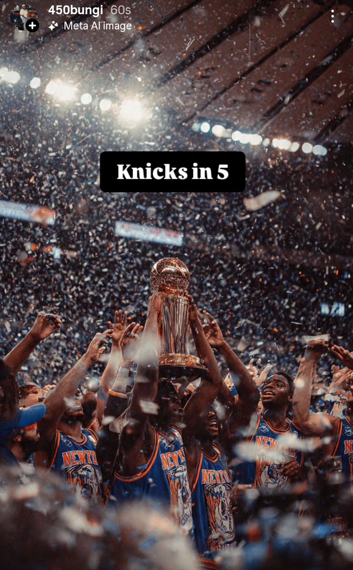 450BuNgi's tweet photo. We did it @nyknicks in 5 🏀💯💯💯 🗽 https://t.co/w0wc9cF9IV