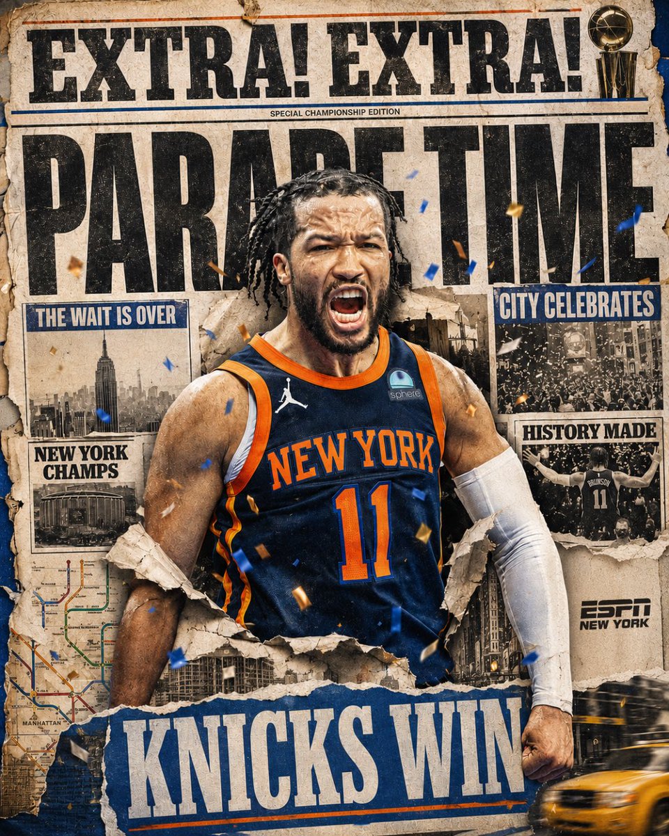 ESPNNewYork's tweet photo. EXTRA EXTRA: BRUNSON LEADS KNICKS TO FIRST TITLE SINCE 1973 🗣️ https://t.co/cIAYhUjeip
